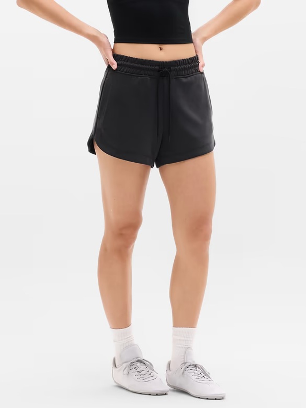 Athleta Charcoal/Black Seasoft Side-Slit Performance Shorts